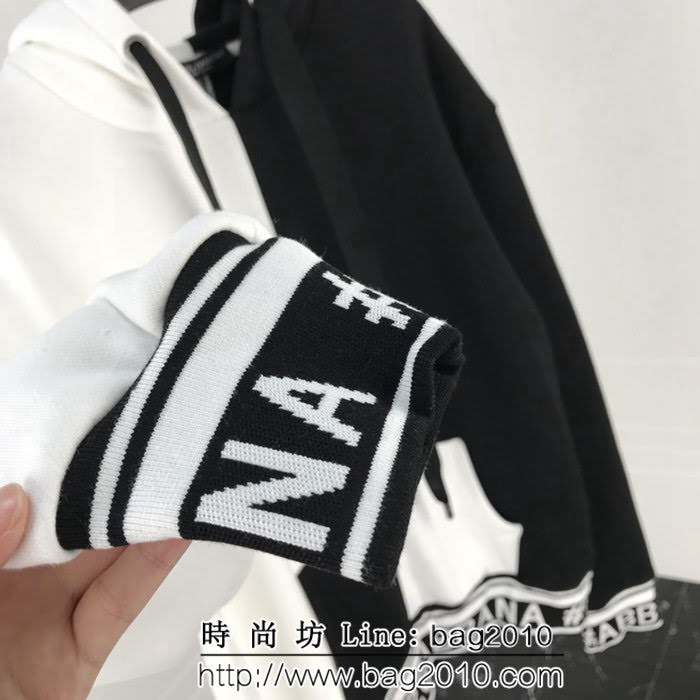 DＧ杜嘉班納 18AW 黑白拼接 字母立體刺繡 連帽衛衣 ins網紅款 ydi1323